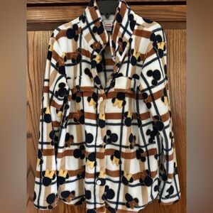 Disney Mickey Mouse Plaid Fleece Top - Black, Brown, Cream